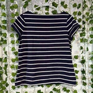 Talbots Short Sleeve Top in Navy and White Stripes